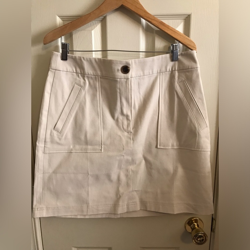 Ann Taylor Pencil Skirt Women’s Size 14 P Petite Beige Cotton 20” Length